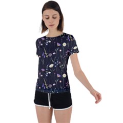 Flowers Floral Pattern Floral Print Background Back Circle Cutout Sports Tee by Ravend