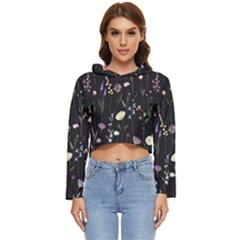 Flowers Floral Pattern Floral Print Background Women s Lightweight Cropped Hoodie by Ravend