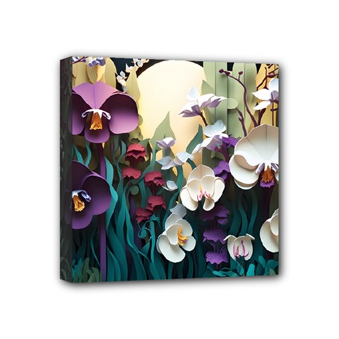 Ai Generated Flower Orchids Bloom Flora Nature Mini Canvas 4  X 4  (stretched) by Ravend