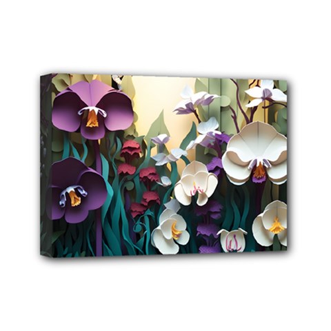 Ai Generated Flower Orchids Bloom Flora Nature Mini Canvas 7  X 5  (stretched) by Ravend