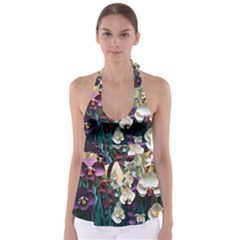 Ai Generated Flower Orchids Bloom Flora Nature Babydoll Tankini Top by Ravend