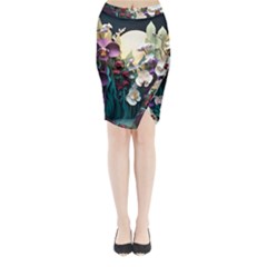 Ai Generated Flower Orchids Bloom Flora Nature Midi Wrap Pencil Skirt by Ravend