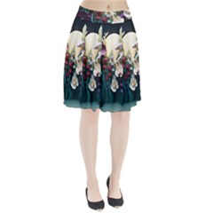 Ai Generated Flower Orchids Bloom Flora Nature Pleated Skirt by Ravend