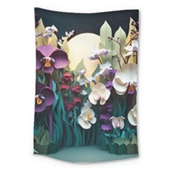 Ai Generated Flower Orchids Bloom Flora Nature Large Tapestry by Ravend