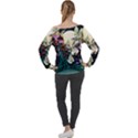 Ai Generated Flower Orchids Bloom Flora Nature Off Shoulder Long Sleeve Velour Top View2