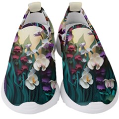 Ai Generated Flower Orchids Bloom Flora Nature Kids  Slip On Sneakers by Ravend