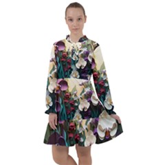 Ai Generated Flower Orchids Bloom Flora Nature All Frills Chiffon Dress by Ravend