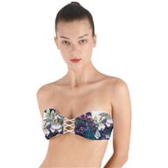 Ai Generated Flower Orchids Bloom Flora Nature Twist Bandeau Bikini Top by Ravend