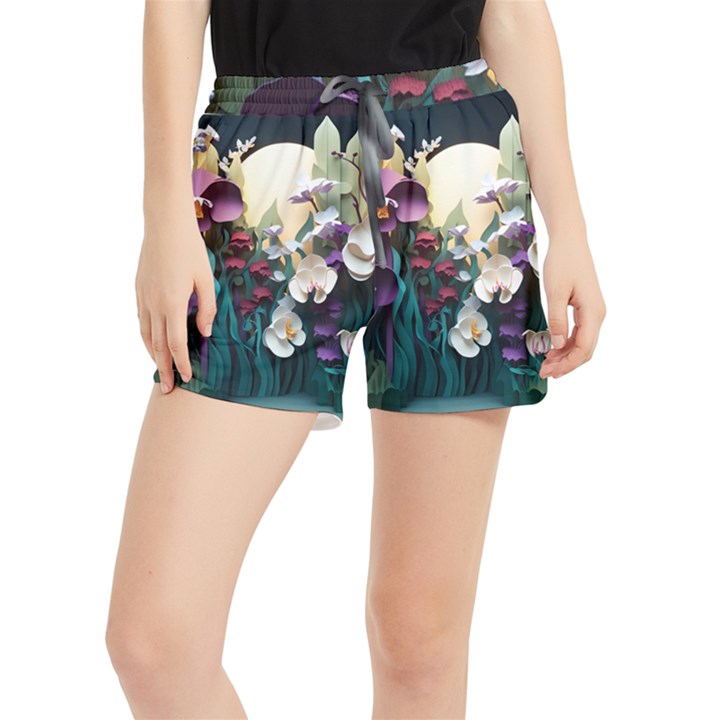 Ai Generated Flower Orchids Bloom Flora Nature Women s Runner Shorts