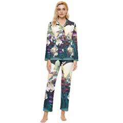 Ai Generated Flower Orchids Bloom Flora Nature Womens  Long Sleeve Velvet Pocket Pajamas Set by Ravend