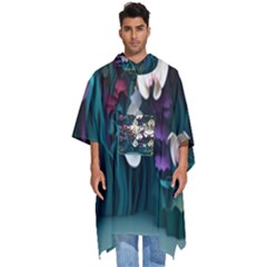 Ai Generated Flower Orchids Bloom Flora Nature Men s Hooded Rain Ponchos by Ravend