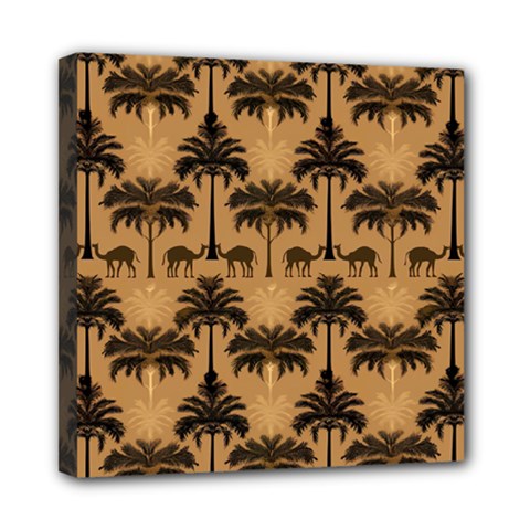 Ai Generated Camels Palm Trees Pattern Mini Canvas 8  X 8  (stretched) by Ravend