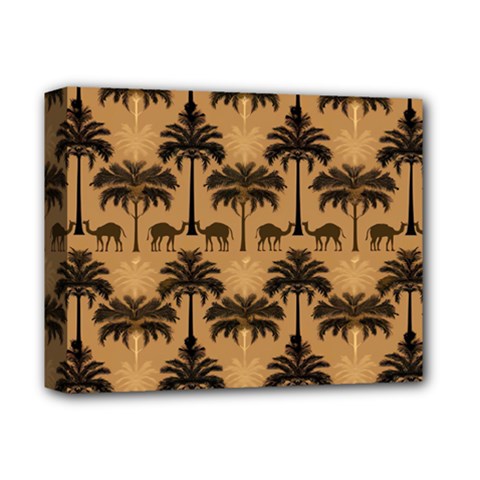 Ai Generated Camels Palm Trees Pattern Deluxe Canvas 14  X 11  (stretched) by Ravend