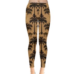 Ai Generated Camels Palm Trees Pattern Leggings  by Ravend