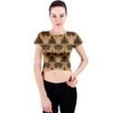 Ai Generated Camels Palm Trees Pattern Crew Neck Crop Top View1