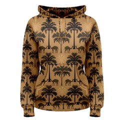 Ai Generated Camels Palm Trees Pattern Women s Pullover Hoodie by Ravend