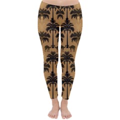 Ai Generated Camels Palm Trees Pattern Classic Winter Leggings by Ravend