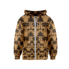 Ai Generated Camels Palm Trees Pattern Kids  Zipper Hoodie by Ravend