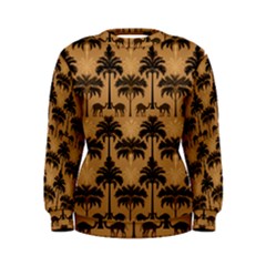 Ai Generated Camels Palm Trees Pattern Women s Sweatshirt by Ravend