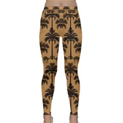 Ai Generated Camels Palm Trees Pattern Classic Yoga Leggings by Ravend