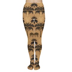 Ai Generated Camels Palm Trees Pattern Tights by Ravend