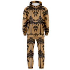 Ai Generated Camels Palm Trees Pattern Hooded Jumpsuit (men) by Ravend