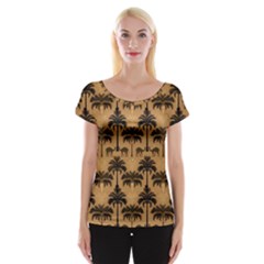 Ai Generated Camels Palm Trees Pattern Cap Sleeve Top by Ravend