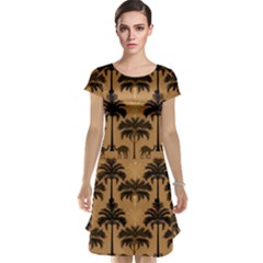 Ai Generated Camels Palm Trees Pattern Cap Sleeve Nightdress by Ravend