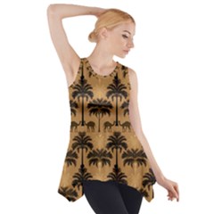 Ai Generated Camels Palm Trees Pattern Side Drop Tank Tunic by Ravend