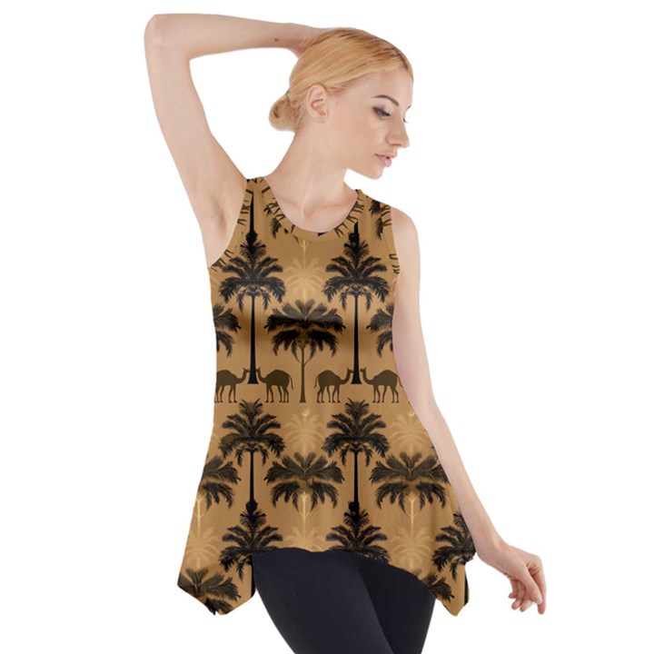 Ai Generated Camels Palm Trees Pattern Side Drop Tank Tunic