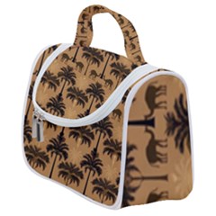 Ai Generated Camels Palm Trees Pattern Satchel Handbag by Ravend