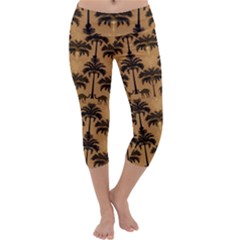 Ai Generated Camels Palm Trees Pattern Capri Yoga Leggings by Ravend