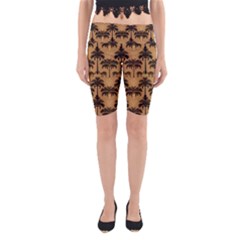 Ai Generated Camels Palm Trees Pattern Yoga Cropped Leggings by Ravend