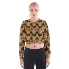 Ai Generated Camels Palm Trees Pattern Cropped Sweatshirt by Ravend