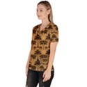 Ai Generated Camels Palm Trees Pattern Women s V-Neck Scrub Top View2