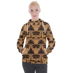 Ai Generated Camels Palm Trees Pattern Women s Hooded Pullover by Ravend