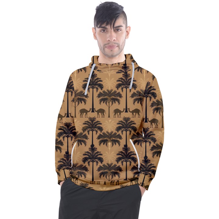 Ai Generated Camels Palm Trees Pattern Men s Pullover Hoodie