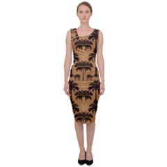 Ai Generated Camels Palm Trees Pattern Sleeveless Pencil Dress by Ravend