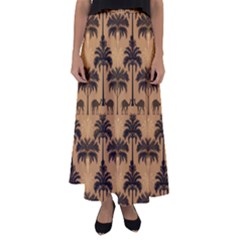 Ai Generated Camels Palm Trees Pattern Flared Maxi Skirt by Ravend