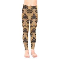 Ai Generated Camels Palm Trees Pattern Kids  Leggings by Ravend