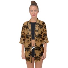 Ai Generated Camels Palm Trees Pattern Open Front Chiffon Kimono by Ravend