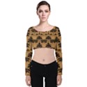 Ai Generated Camels Palm Trees Pattern Velvet Long Sleeve Crop Top View1