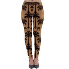 Ai Generated Camels Palm Trees Pattern Lightweight Velour Leggings by Ravend