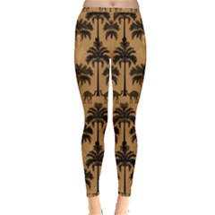 Ai Generated Camels Palm Trees Pattern Inside Out Leggings by Ravend