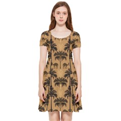 Ai Generated Camels Palm Trees Pattern Inside Out Cap Sleeve Dress by Ravend