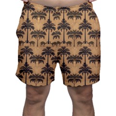 Ai Generated Camels Palm Trees Pattern Men s Shorts by Ravend