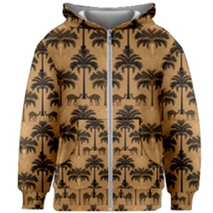 Ai Generated Camels Palm Trees Pattern Kids  Zipper Hoodie Without Drawstring by Ravend