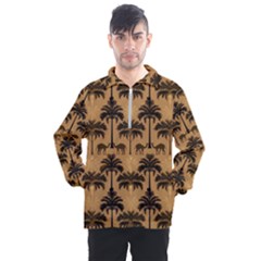 Ai Generated Camels Palm Trees Pattern Men s Half Zip Pullover by Ravend