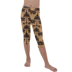 Ai Generated Camels Palm Trees Pattern Kids  Lightweight Velour Capri Leggings  by Ravend