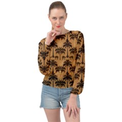 Ai Generated Camels Palm Trees Pattern Banded Bottom Chiffon Top by Ravend